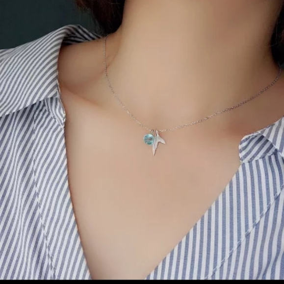 Sterling Silver S925 Mermaid Tail Necklace - Picture 3 of 13